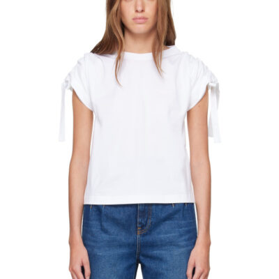 Givenchy White Gathered Shoulder T-Shirt