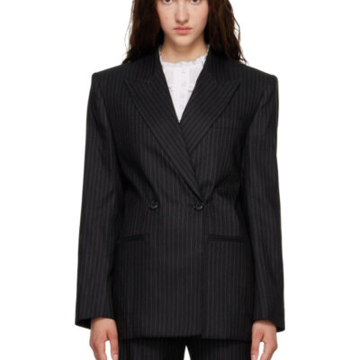 Isabel Marant Black Ranya Stripe Wool Blazer