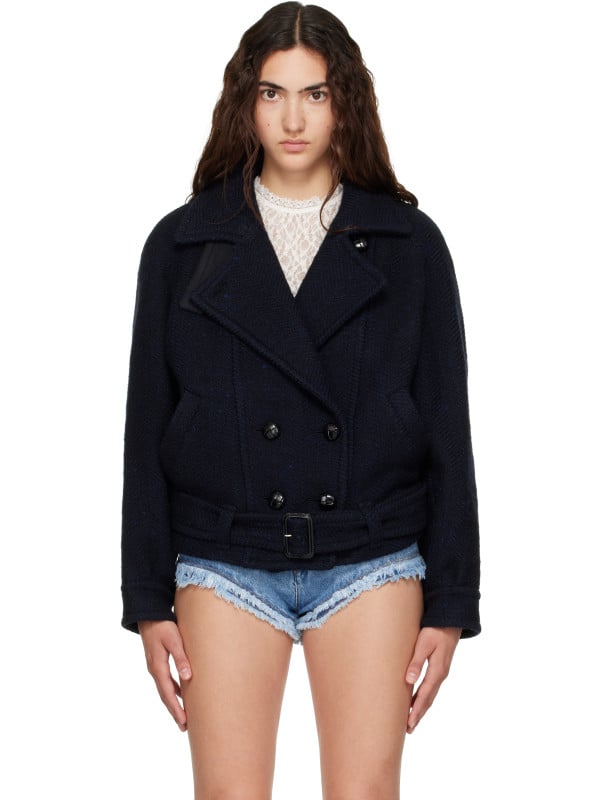 Isabel Marant Navy Elvane Wool Coat