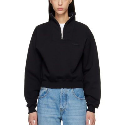 Jacquemus Black 'The Gros Grain zipped-rollneck' Sweatshirt