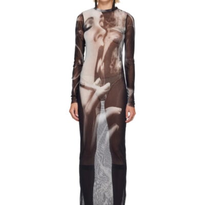 Jean Paul Gaultier Black & Gray 'The Smoking Women' Maxi Dress