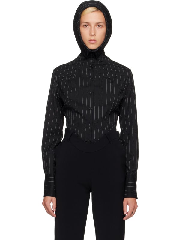 Jean Paul Gaultier Black 'The Hooded Striped' Shirt