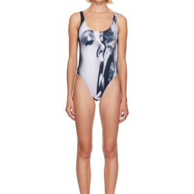 Jean Paul Gaultier Gray & Black 'The Smoking Women' Swimsuit