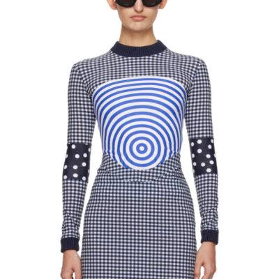 Jean Paul Gaultier Navy & White 'The Vichy and Target' Top