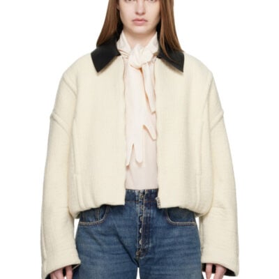 Jean Paul Gaultier Off-White Heavy Wool Bomber Jacket