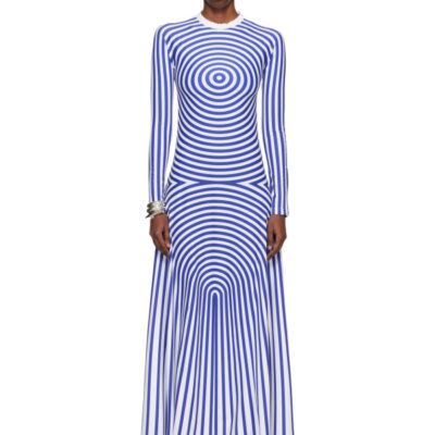 Jean Paul Gaultier White & Blue 'The Long Target' Maxi Dress