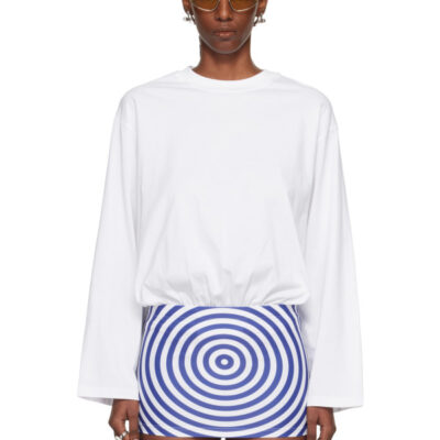 Jean Paul Gaultier White Mix Jersey Long Sleeves Bodysuit