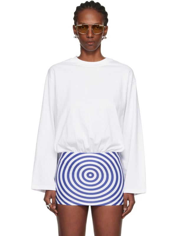Jean Paul Gaultier White Mix Jersey Long Sleeves Bodysuit