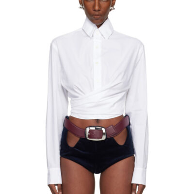 Jean Paul Gaultier White 'The Cropped Cache-Coeur' Shirt