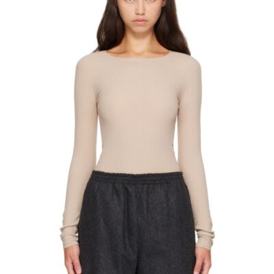 Jil Sander Beige Ribbed T-shirt