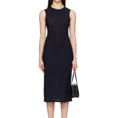 Jil Sander Black Jersey Slip Midi Dress