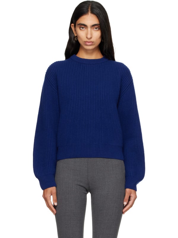 Jil Sander Blue Wool Crew-Neck Sweater