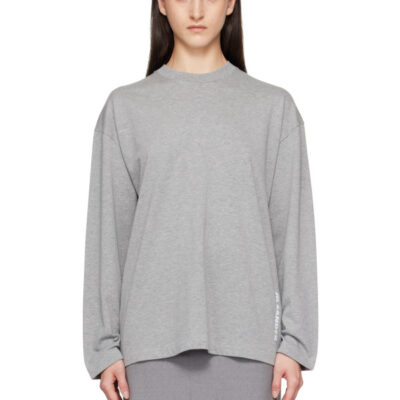 Jil Sander Gray Long Sleeve Crew Neck Boxy Fit T-shirt
