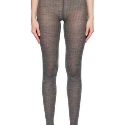Jil Sander Gray Ribbed Wool Tights