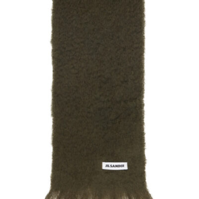 Jil Sander Green Plain Mohair Wool Scarf
