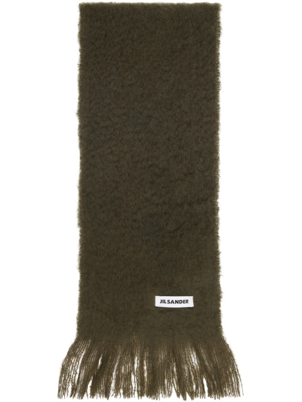 Jil Sander Green Plain Mohair Wool Scarf