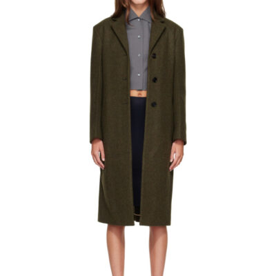 Jil Sander Khaki Loden Wool Coat