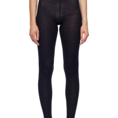 Jil Sander Navy Wool Blend Tights