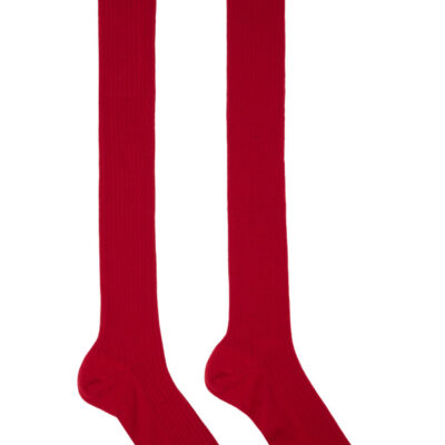 Jil Sander Red Ribbed Wool Socks