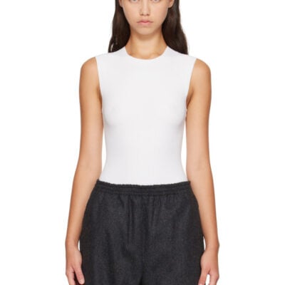Jil Sander White Ribbed Bodysuit
