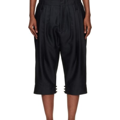 Kenzo Black Kenzo Paris Tailored Cropped Pleated Trousers
