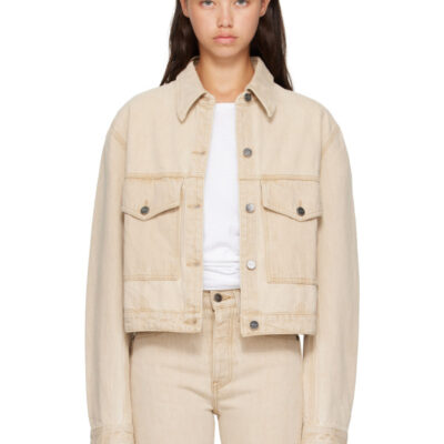Khaite Beige Tomer Collared Denim Jacket