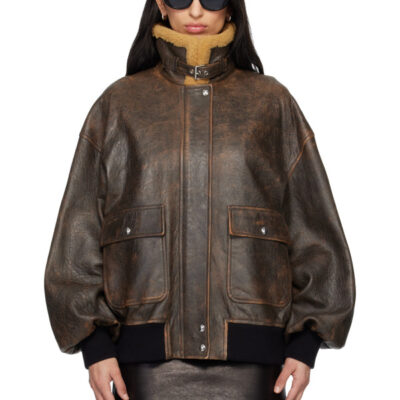 Khaite Brown Sandor Leather Jacket