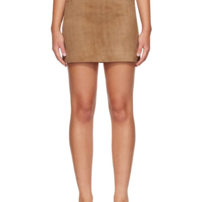 Khaite Tan Jett Suede Miniskirt