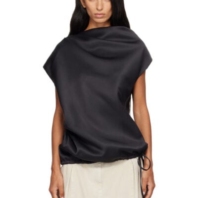 Le17Septembre Black Soft Draped Asymmetric Top
