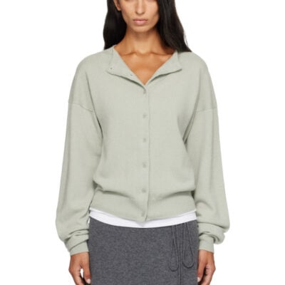Le17Septembre Green Moro Cashmere Bell-Sleeve Knit Cardigan