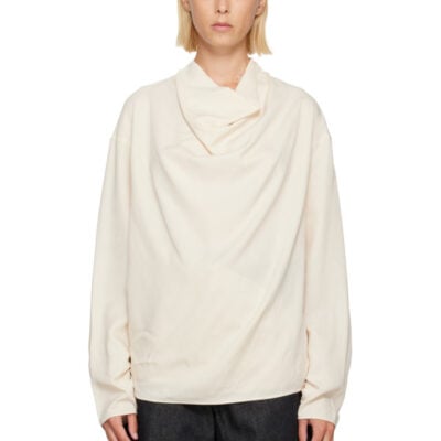 Le17Septembre Off-White Silky Wrap Draped Blouse