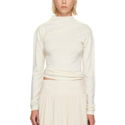 Le17Septembre Off-White Wool Blend Draped Knit T-shirt