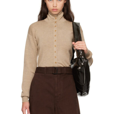 Lemaire Beige Fine Wool Buttoned Cardigan