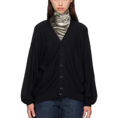 Lemaire Black Relaxed Twisted Cardigan