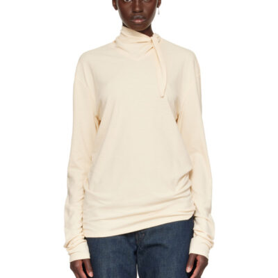 Lemaire Off-White Long-Sleeve Scarf T-shirt