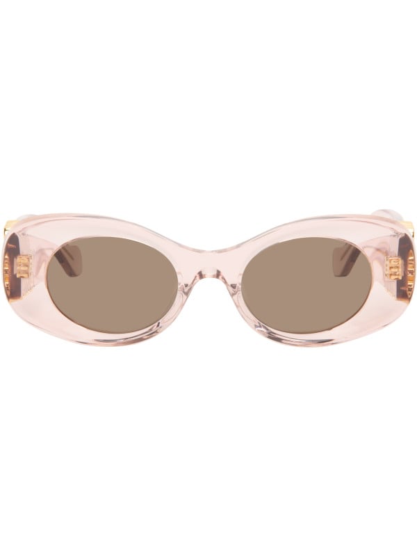 Loewe Pink Beveled Oval Maxi Anagram Sunglasses