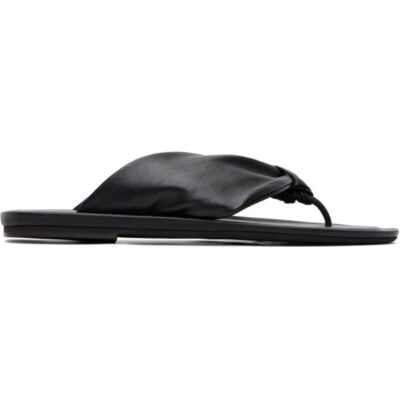 Loulou Studio Black Agora Nappa Leather Flip-Flops