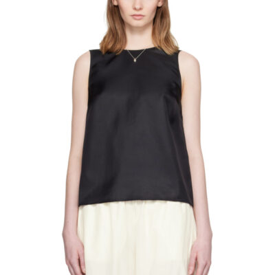 Loulou Studio Black Gema Sleeveless Silk Top