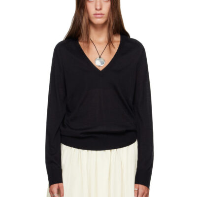 Loulou Studio Black JULIO LDS Fluid Cashmere Sweater