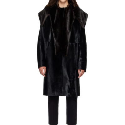 Loulou Studio Black LOTTA Pony-Effect Leather Coat