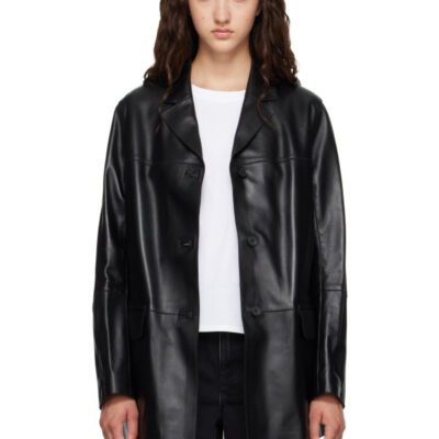 Loulou Studio Black NARI Straight Leather Jacket
