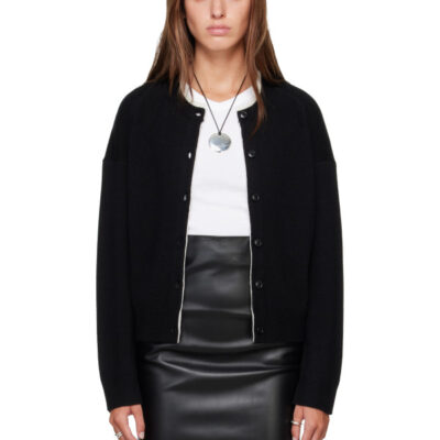 Loulou Studio Black NICOLA Bicolor Cashmere Cardigan
