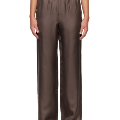 Loulou Studio Brown ALERA LDS Silk Twill Trousers