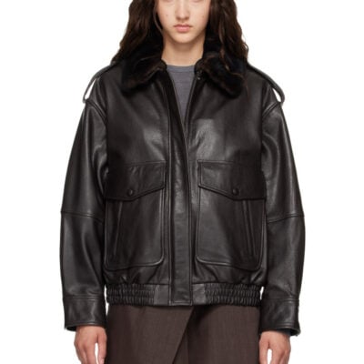 Loulou Studio Brown RUSSO Leather Bomber Jacket
