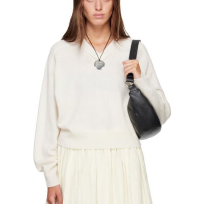 Loulou Studio Off-White ANZOR LDS Cashmere V Neck Sweater