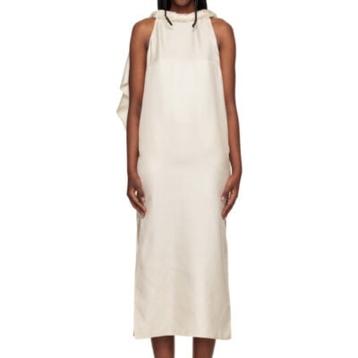 Loulou Studio Off-White Susan Twisted Collar Maxi Dress