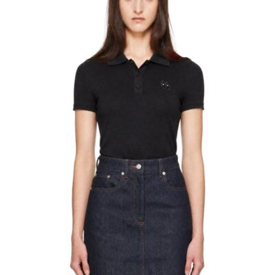 Maison Kitsune Black Fortune Fox Jersey Polo