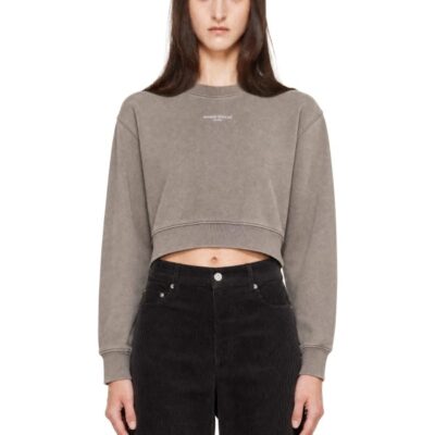 Maison Kitsune Gray 'Maison Kitsune Paris' Faded Cropped Sweatshirt