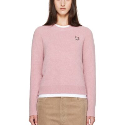 Maison Kitsune Pink Fox Head Lambswool Comfort Sweater