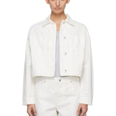 Maison Kitsune White Denim Boxy Trucker Jacket